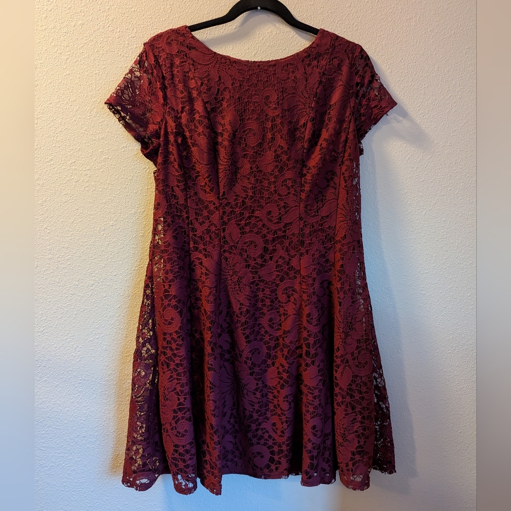 NWOT AB Studio Wine Color Lace Dress Size 10